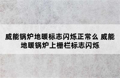 威能锅炉地暖标志闪烁正常么 威能地暖锅炉上栅栏标志闪烁